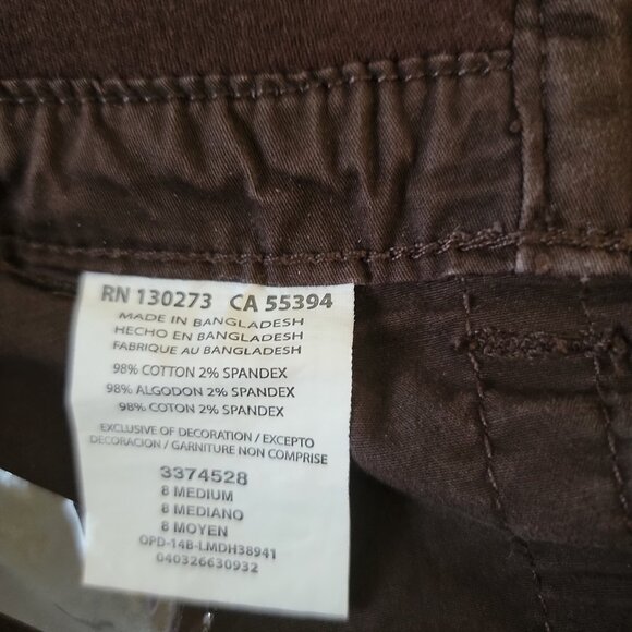 Lee Easy Fit Capris Pedal Pusher Pants Brown Women's Medium Stretch Waist - Picture 8 of 15